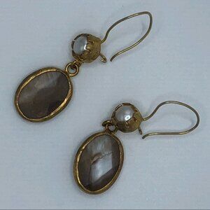 Dangle Earrings Mother of Pearl Rose Cut